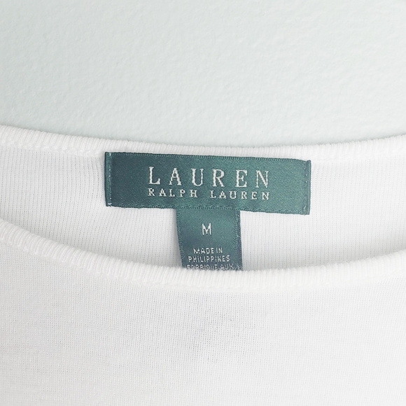 Lauren Ralph Lauren Women's Casual White Corset Sleeve T-Shirt Size: Medium - Picture 2 of 5